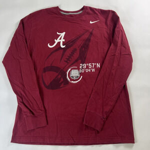 Nike Alabama Men's T Shirt Adult Red Long Sleeve Crimson Tide Football Tee Sz.XL